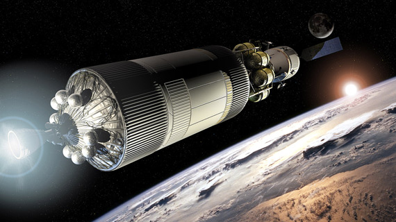 Elements of Constellation: the Earth Departure Stage docked to the Crew Exploration Vehicle.